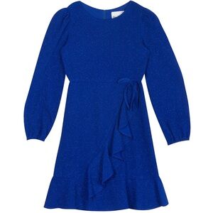 Rare Editions Big Girls Long Sleeve Glitter Knit Faux Wrap Dress